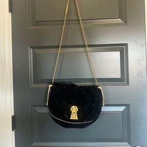 D&G Black Suede and Leather Trim Vlada Shoulder Bag